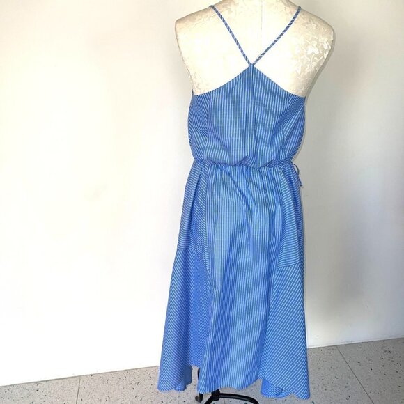 Joie Hepzibah Midi Wrap Dress Womens Size Medium Asymmetric Striped Cotton Voile - Picture 10 of 11